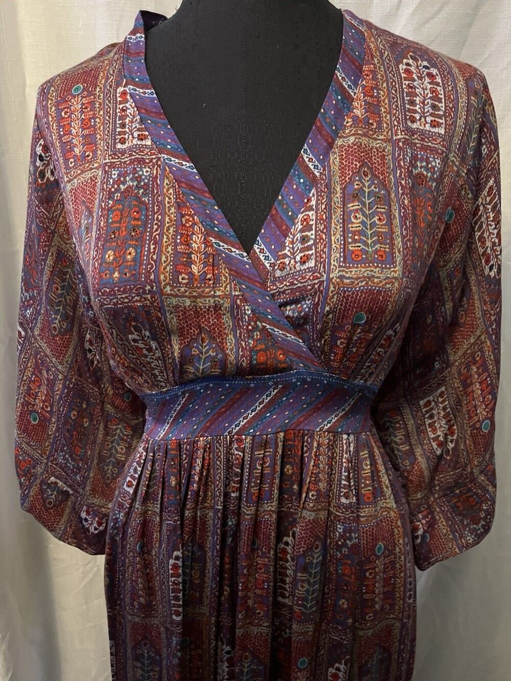 Anthropologie TINY Omina Mosaic boho kimono sleeve dress Festival Fall Sz S Midi - Picture 2 of 8